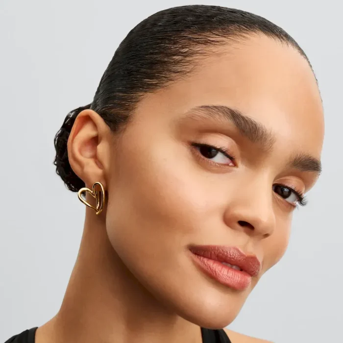 Organically Shaped Heart Hoop Earrings - Image 3