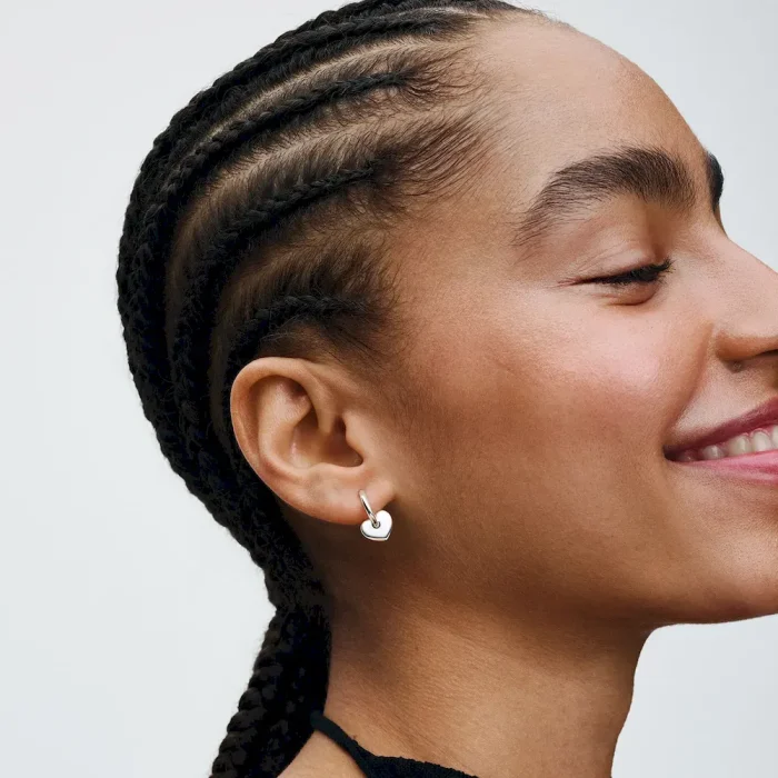 Heart Open Hoop Earrings - Image 4