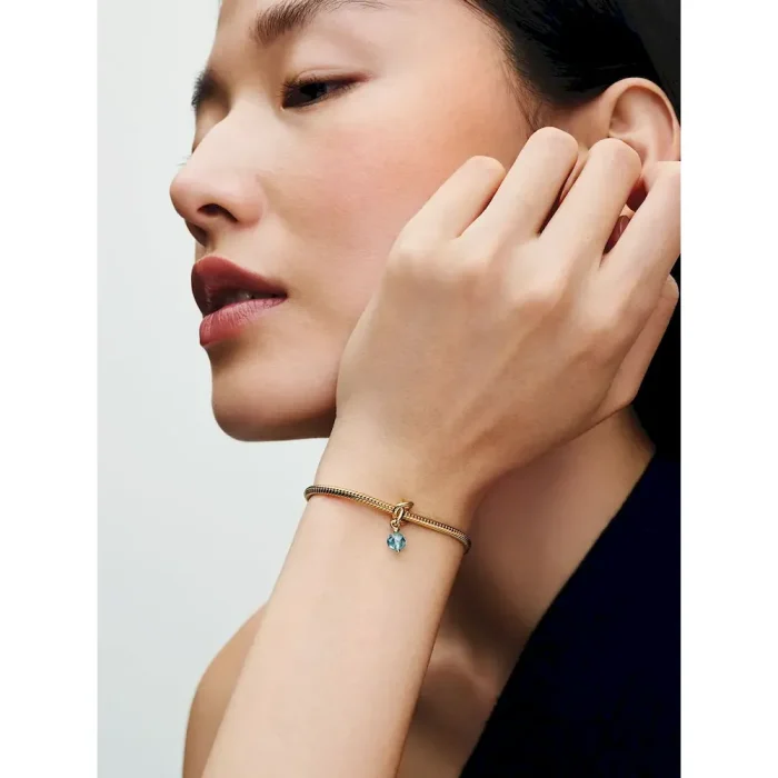 Faceted Sea Aqua Blue Eternity Circle Dangle Charm - Image 4