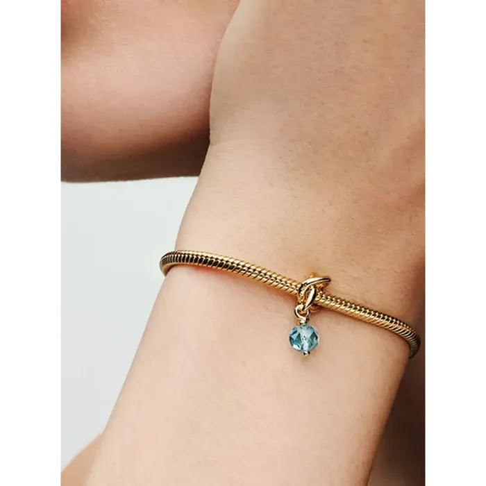 Faceted Sea Aqua Blue Eternity Circle Dangle Charm - Image 2