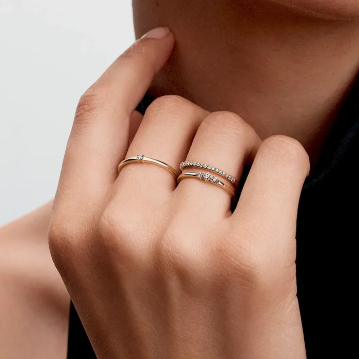 Pandora Era 14k Gold Lab-grown Diamond Half Eternity Pavé Band Ring - Image 5