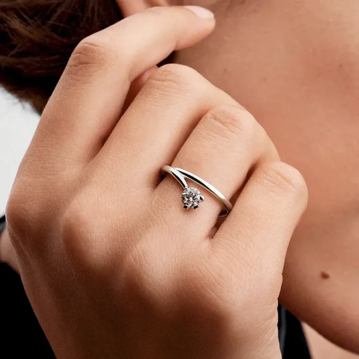 Pandora Nova 14k White Gold Lab-grown Diamond Asymmetric Ring - Image 3