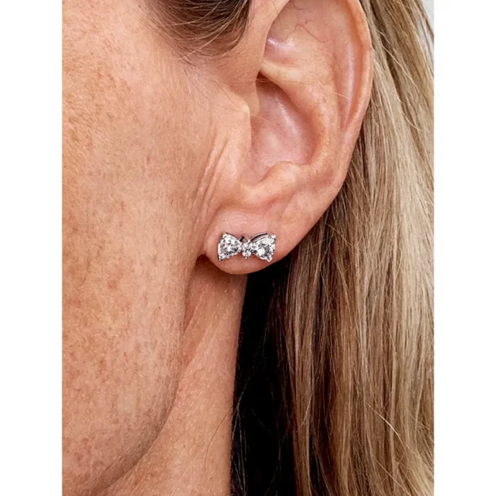 Sparkling Bow Stud Earrings - Image 2