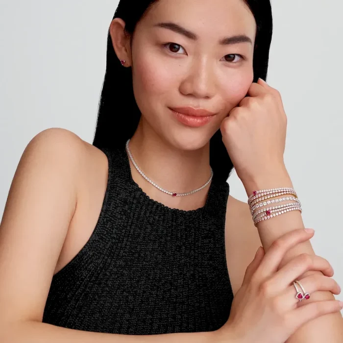 Red Sparkling Heart Tennis Jewelry Set - Image 9