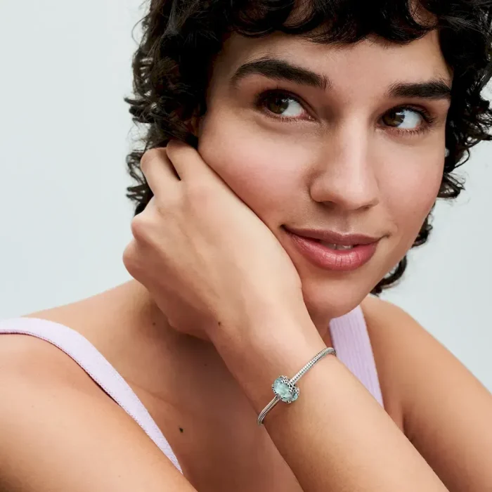 Winter Blue Snowflake Murano Charm - Image 3