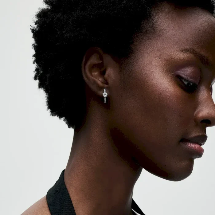 Sparkling Heart Hoop Earrings - Image 3