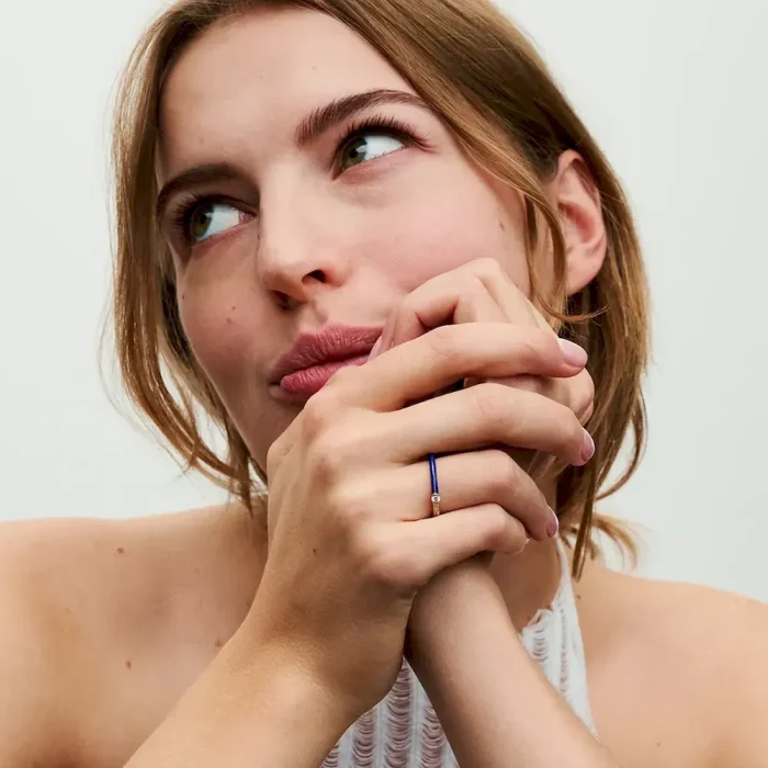 Pandora ME Pavé & Blue Dual Ring - Image 3