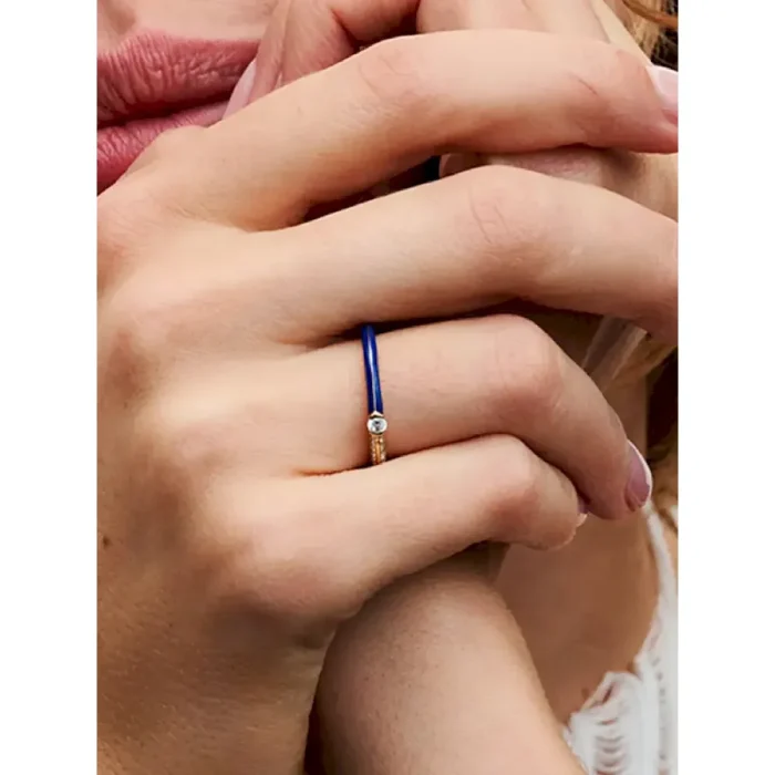 Pandora ME Pavé & Blue Dual Ring - Image 2