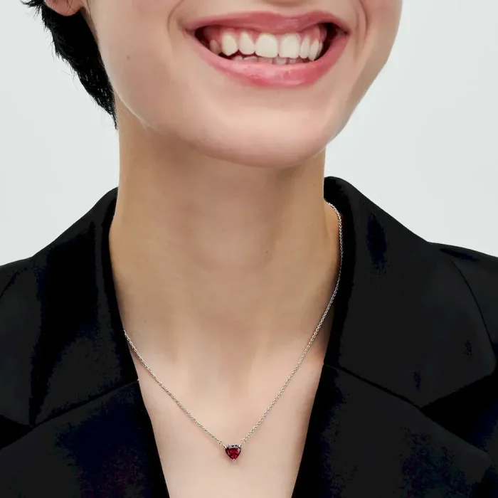 Sparkling Heart Halo Pendant Collier Necklace - Image 4