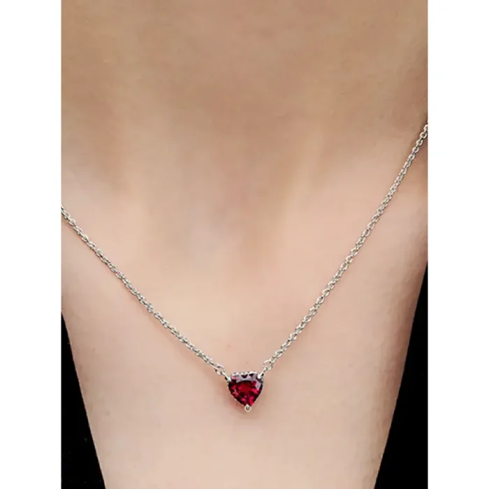 Sparkling Heart Halo Pendant Collier Necklace - Image 2