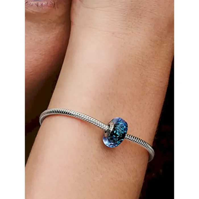 Wavy Dark Blue Murano Glass Ocean Charm - Image 2