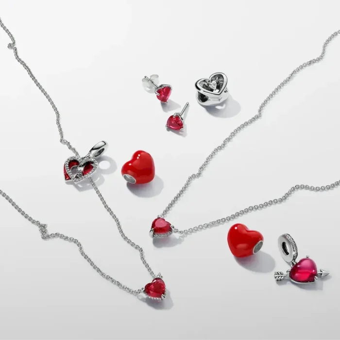 Sparkling Heart Halo Pendant Collier Necklace - Image 7