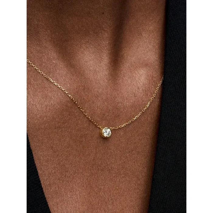 Pandora Era Bezel 14k Gold Lab-grown Diamond Pendant Necklace - Image 2